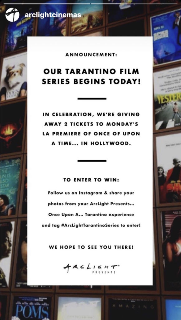ArcLight Cinemas - photo contest - Instagram - screenshot