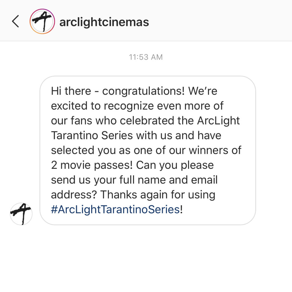 ArcLight Cinemas - Contest Winner