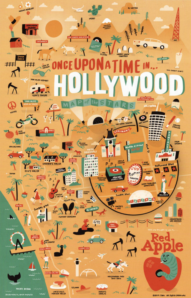 Once Upon a Time... in Hollywood - cartoon map - mini poster