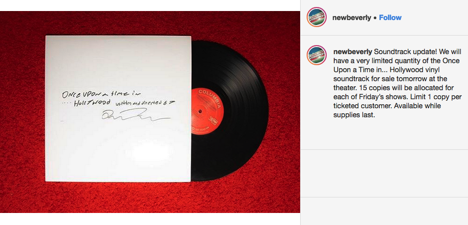 Once Upon a Time... in Hollywood - Vinyl Record - New Beverly Instagram Post